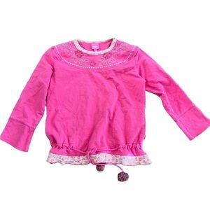 Vintage Oilily Girls Y2K T-Shirt Peasant Blouse Cottagecore Pink 128cm 8…